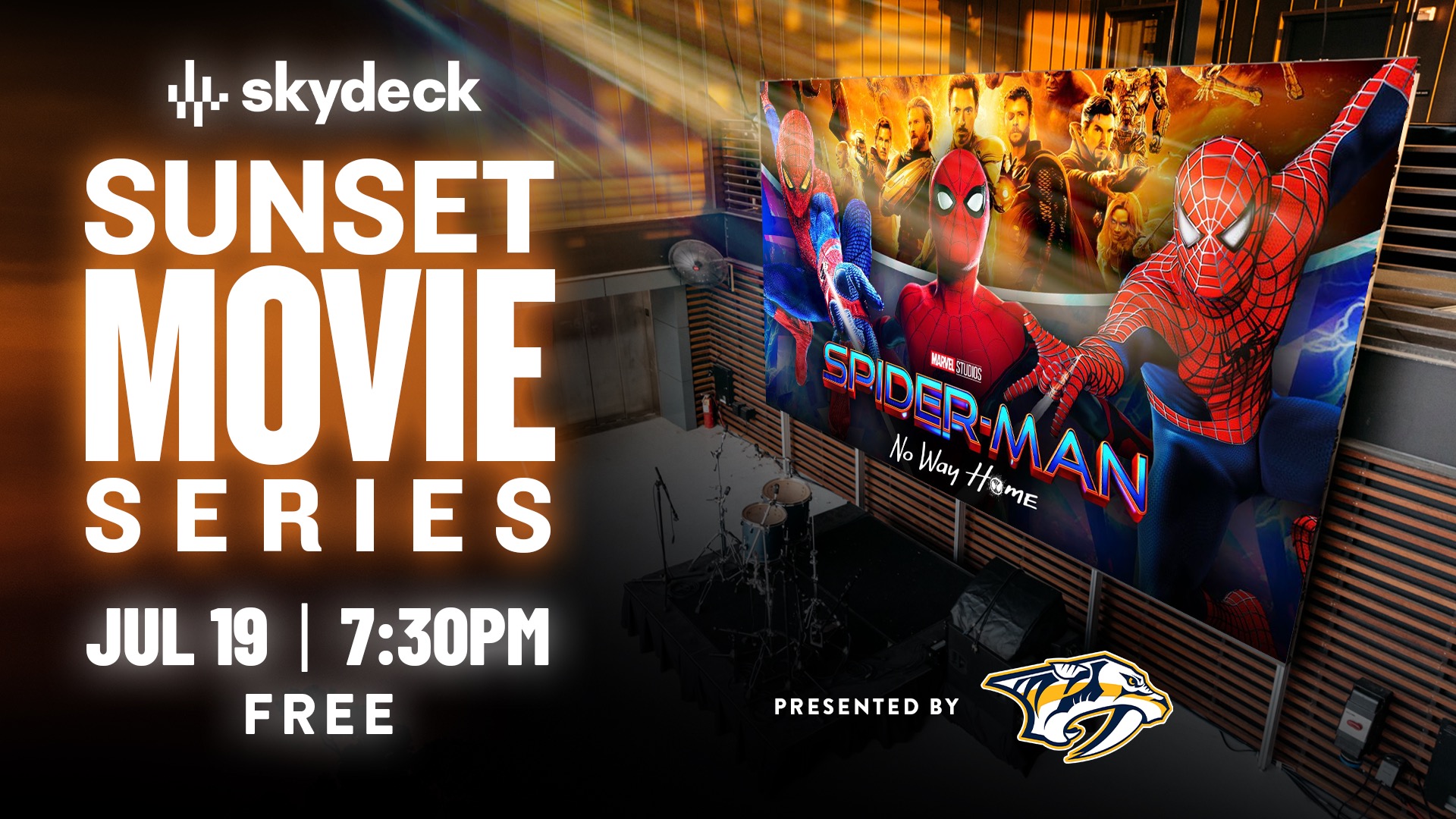 Promo image of Sunset Movie Series presented by The Nashville Predators|  Spiderman: No Wa...