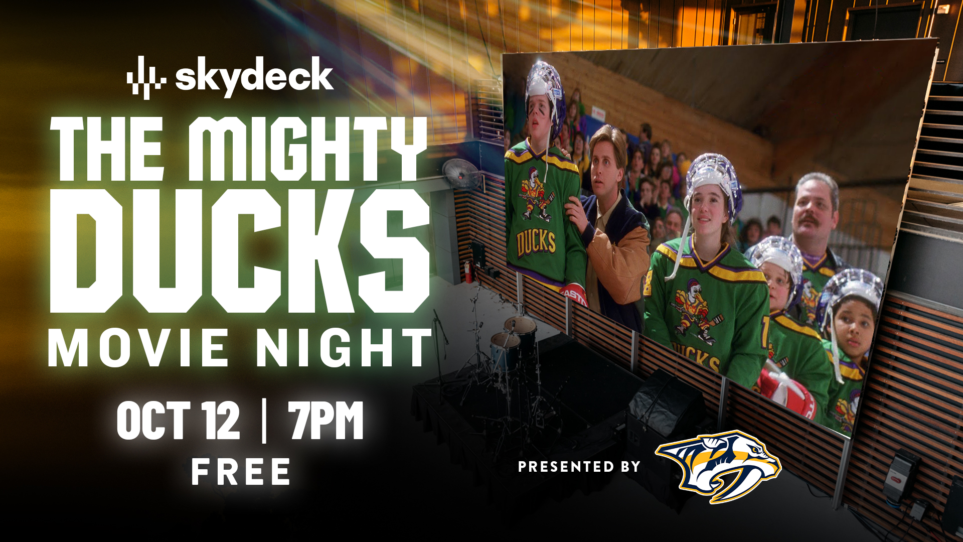 Promo image of CANCELLED - Sunset Movie Series presented by The Nashville Predators | The Mighty Ducks