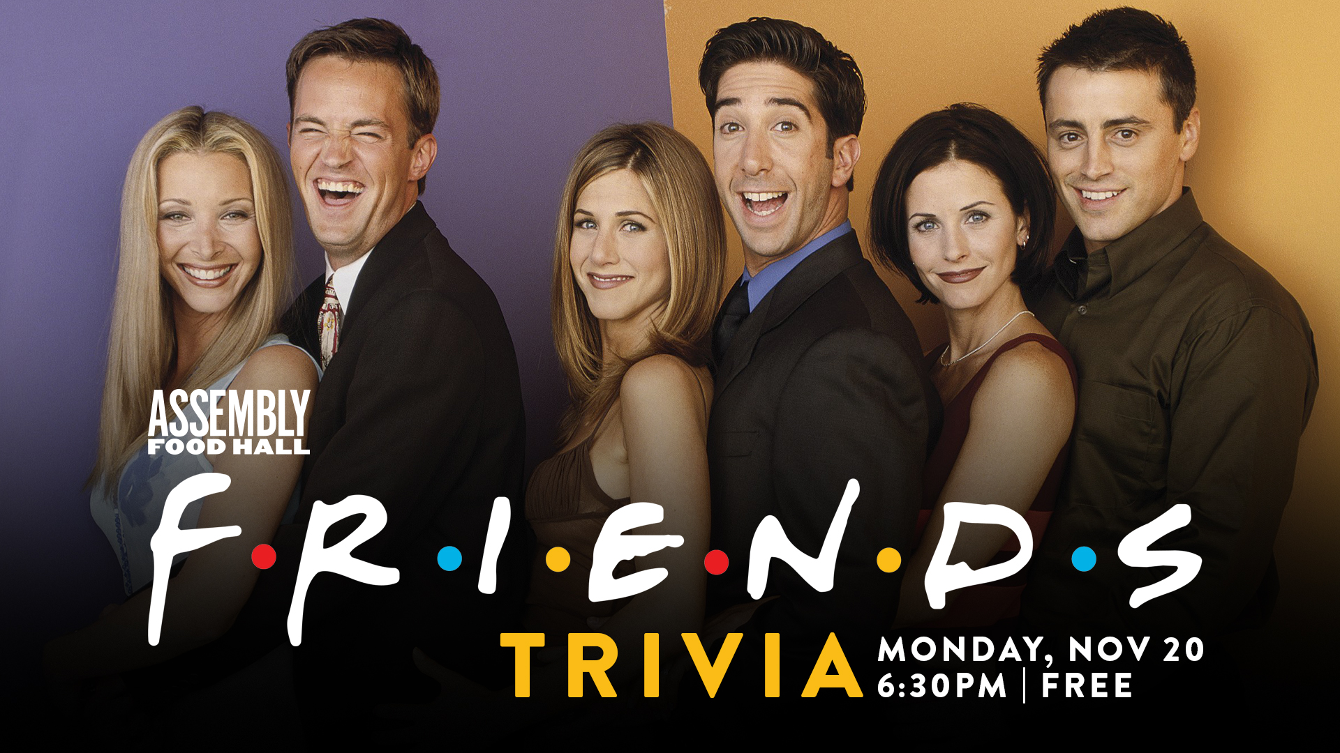 Promo image of Friends Trivia at Assembly Food Hall