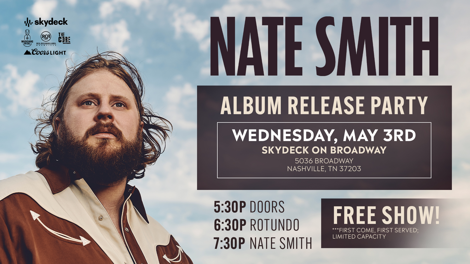 Nate Smith Album Release | FREE show on Skydeck - hero